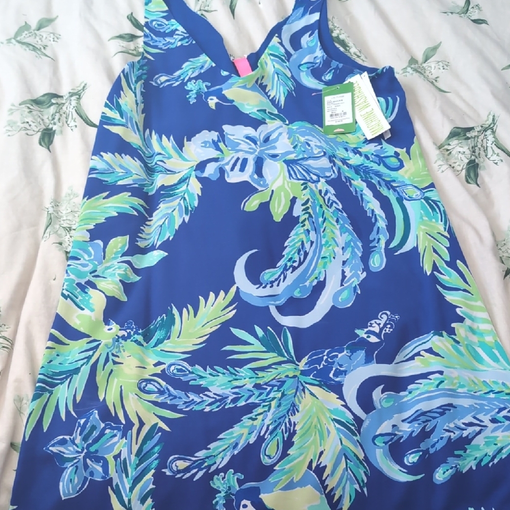 Lilly Pulitzer NWT Florin Sleeveless V-neck Dress Twilight Blue Nest To Nothing